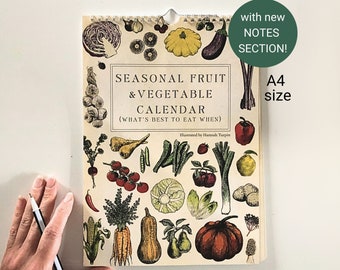 UK Seasonal calendar, A4 (dateless) Fruit and Vegetable Wall calendar, FSC certified