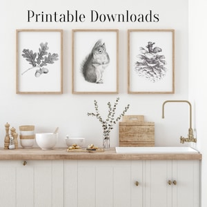 Desenho de parede a lápis de paisagem rural britânica. DOWNLOADS PARA IMPRIMIR, impressões da natureza