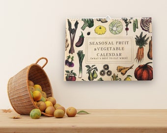 Seasonal Wall Calendar (UK version) | Everlasting/climate-neutral printing | Calendar for the kitchen | Perpetual |dateless calendar