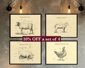 British Butcher chart set of four. 10 off