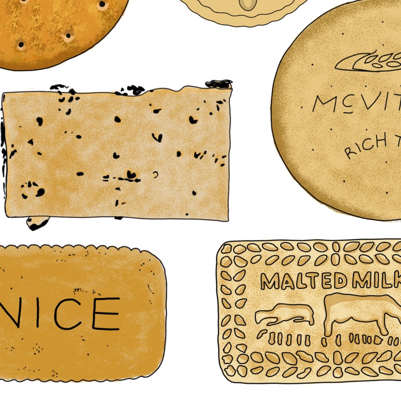 BRITISH Biscuits Print A4 to A3 Simple Modern, Kitchen Art image 3