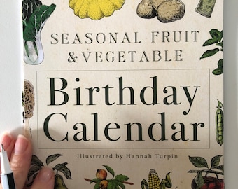 Everlasting Birthday Calendar, Seasonal Fruit and Vegetable, perpetual birthday calendar, date organiser, A3 length