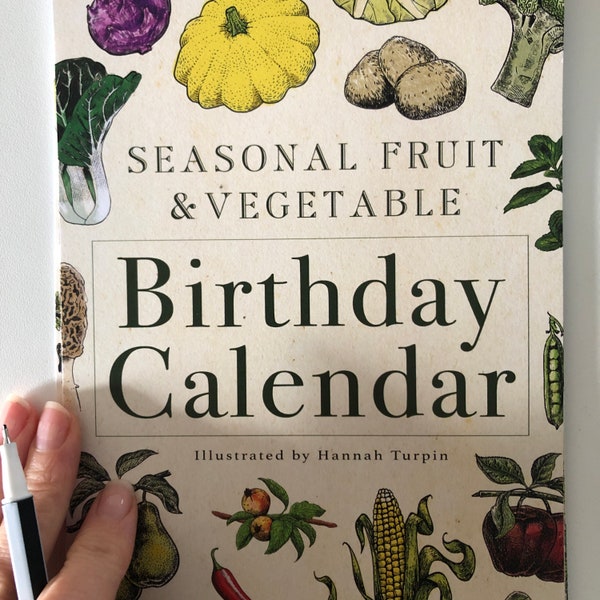 Everlasting Birthday Calendar, Seasonal Fruit and Vegetable, perpetual birthday calendar, date organiser, A3 length