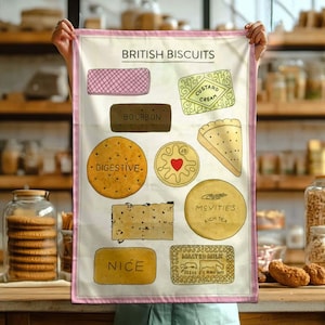 British Biscuit Cotton Teat Towel,  kitchen gift, unique gift for friend