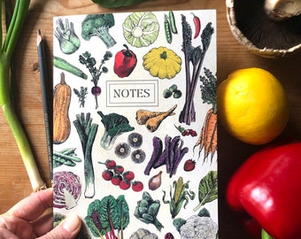 Fruit & Vegetable notebook, A5 recycled jotter, Gardening Notes, Journal