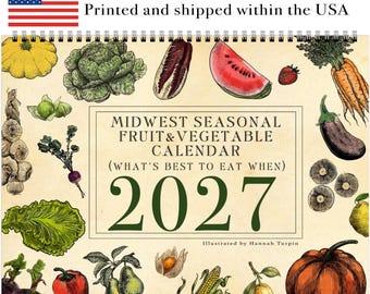 Midwest Seasonal calendar 2027 Fruit and Vegetable Wall calendar, FSC certified