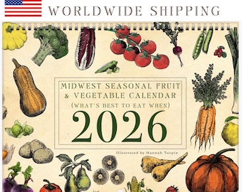 Midwest Seasonal calendar 2026 Fruit and Vegetable Wall calendar, FSC certified