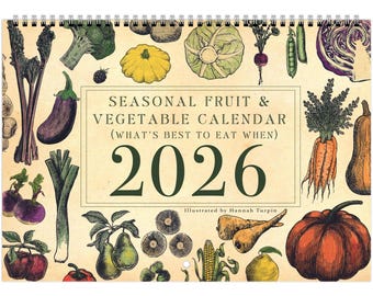UK Seasonal calendar 2026 Fruit and Vegetable Wall calendar, FSC certified