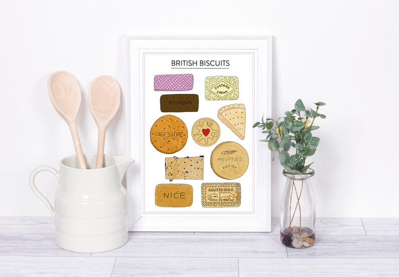 BRITISH Biscuits Print A4 to A3 Simple Modern, Kitchen Art image 2