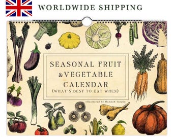 TEXAS Four Seasons Poster, Fruit and Vegetable, Seasonal Food Chart, Kitchen Art Print, Eat Seasonally, Vegan