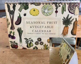 Fruit and Vegetable Desk calendar, (UK version) Monthly Calendar (dateless) A5, (FSC certified)