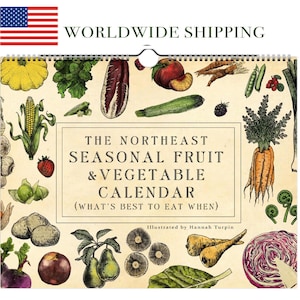 Nordöstra säsongens frukt- och grönsakskalender 8,5 x 11 tum (USA och Kanada)