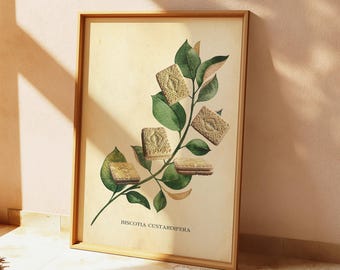 Custard Cream Botanical Art Print: Funny British Biscuit Gallery Wall