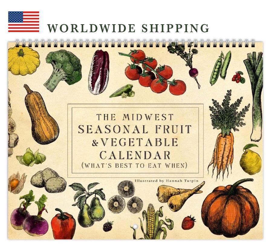 FOLLYGRAPH Poster "Calendar Eat Seasonally", Poster Di Frutta Stagionale E Vegetables (A2 Geran - 13
