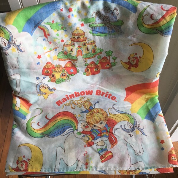 Vibrant Vintage Rainbow Brite Twin Flat Sheet