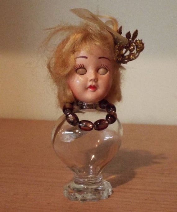 Creepy Cute Upcycled Perfume Bottle Doll Figurine PERFUME BOTTLE. Lovely