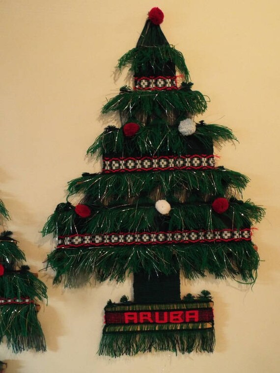 Woven Aruba Christmas Tree Wall Decor Folk Art Country Dorm Rv Etsy