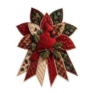 Christmas Quilted Bow Sewing Kit, Animal Print Patchwork Craft, Farmhouse Holiday Wreath (DIY)
