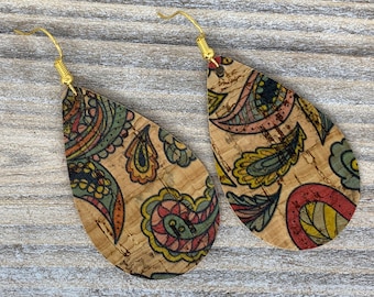 Green Paisley Teardrop Earrings