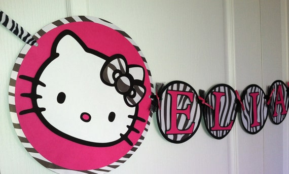 items similar to hello kitty zebra print birthday banner