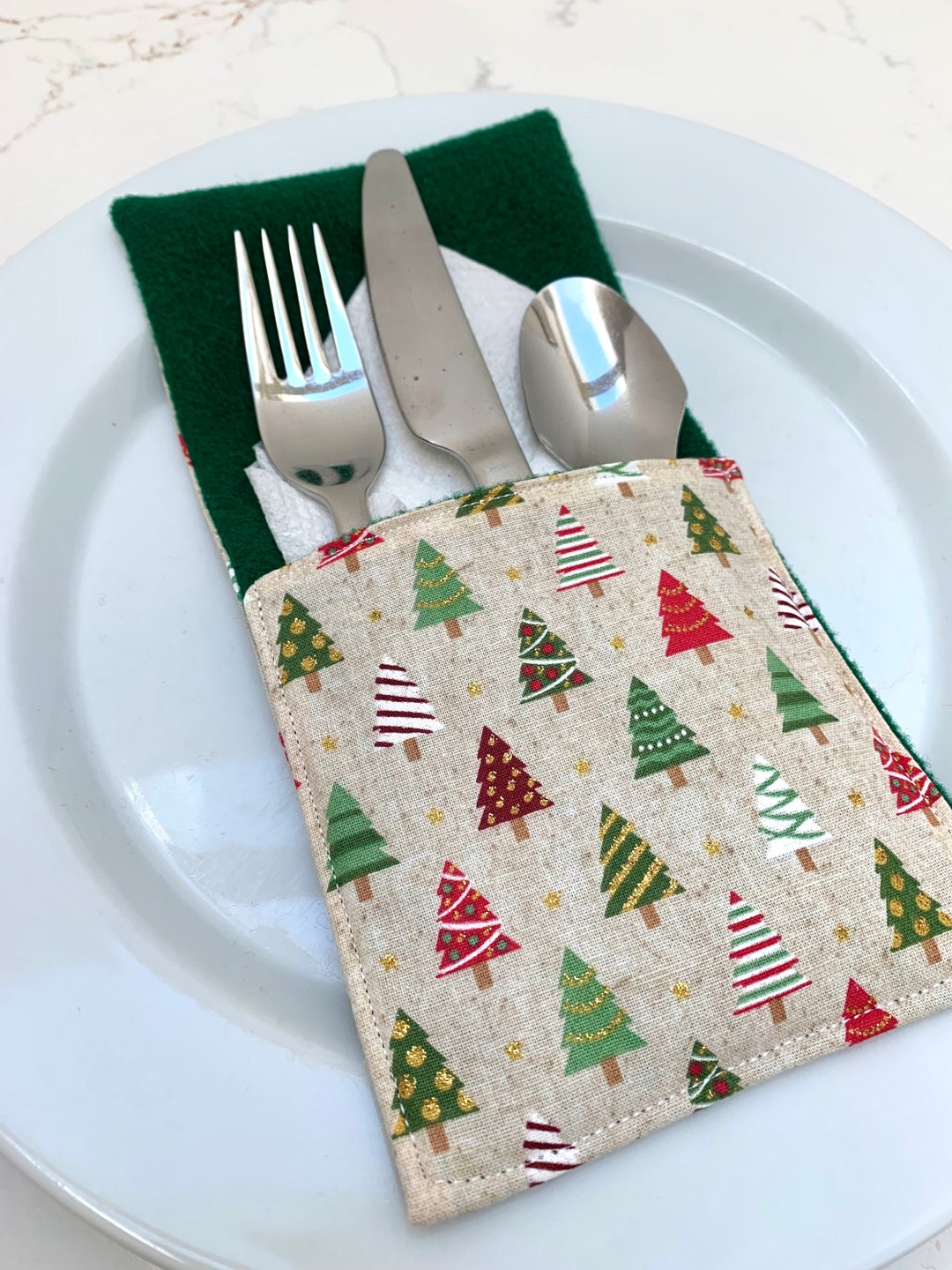 Christmas Cutlery Holder Silverware Pouch Utensil Holder Etsy