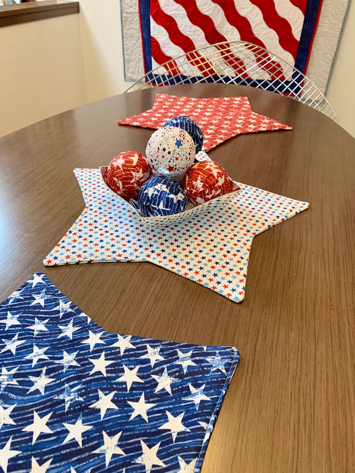 Patriotic Placemats Red White and Blue Star Placemat Table Etsy