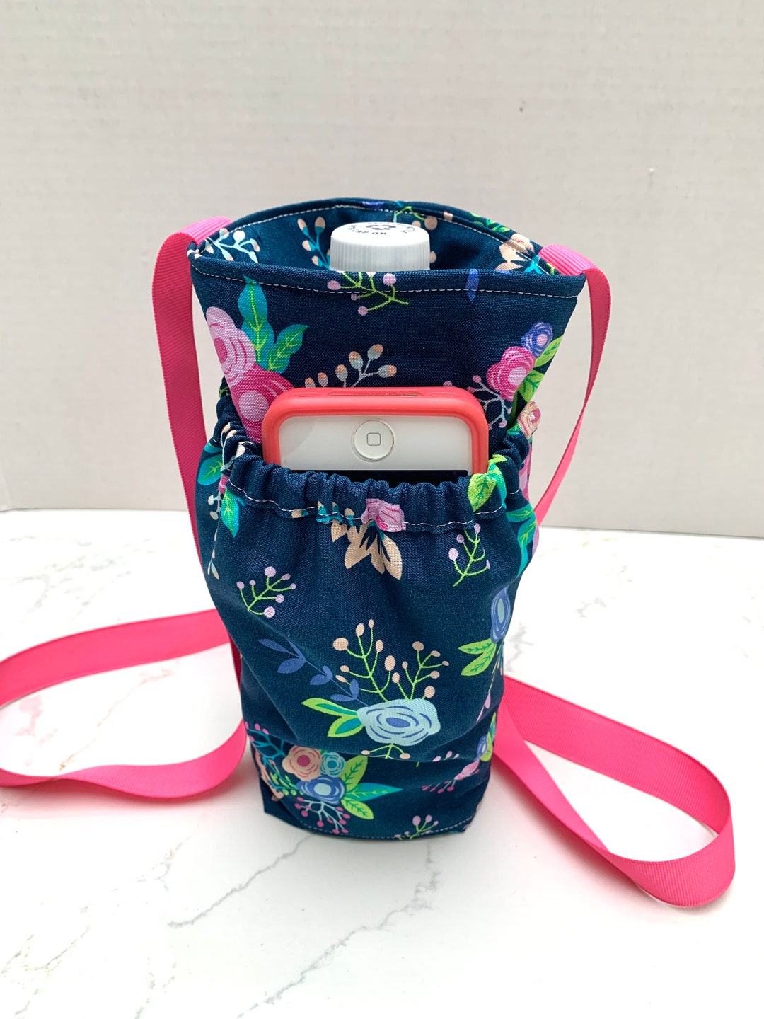 Water Bottle Holder Crossbody Bag Bottle Holder With Pocket Etsy