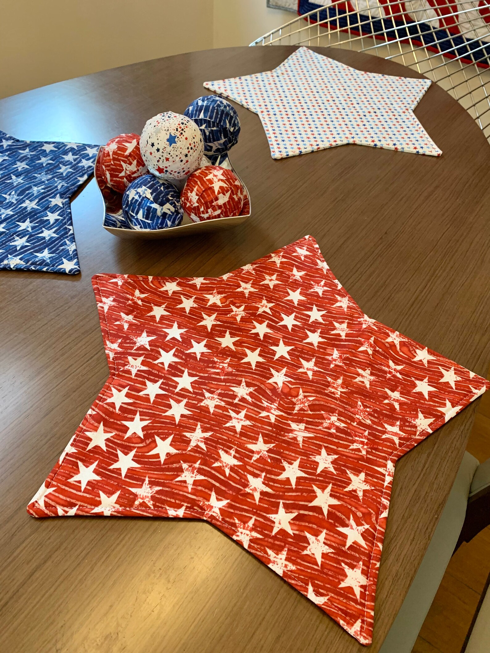 Patriotic Placemats Red White and Blue Star Placemat Table Etsy