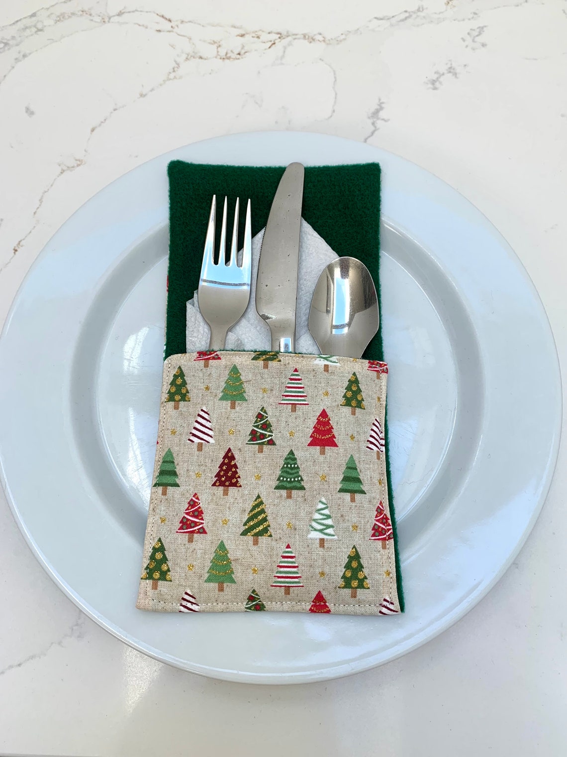 Christmas Cutlery Holder Silverware Pouch Utensil Holder Etsy