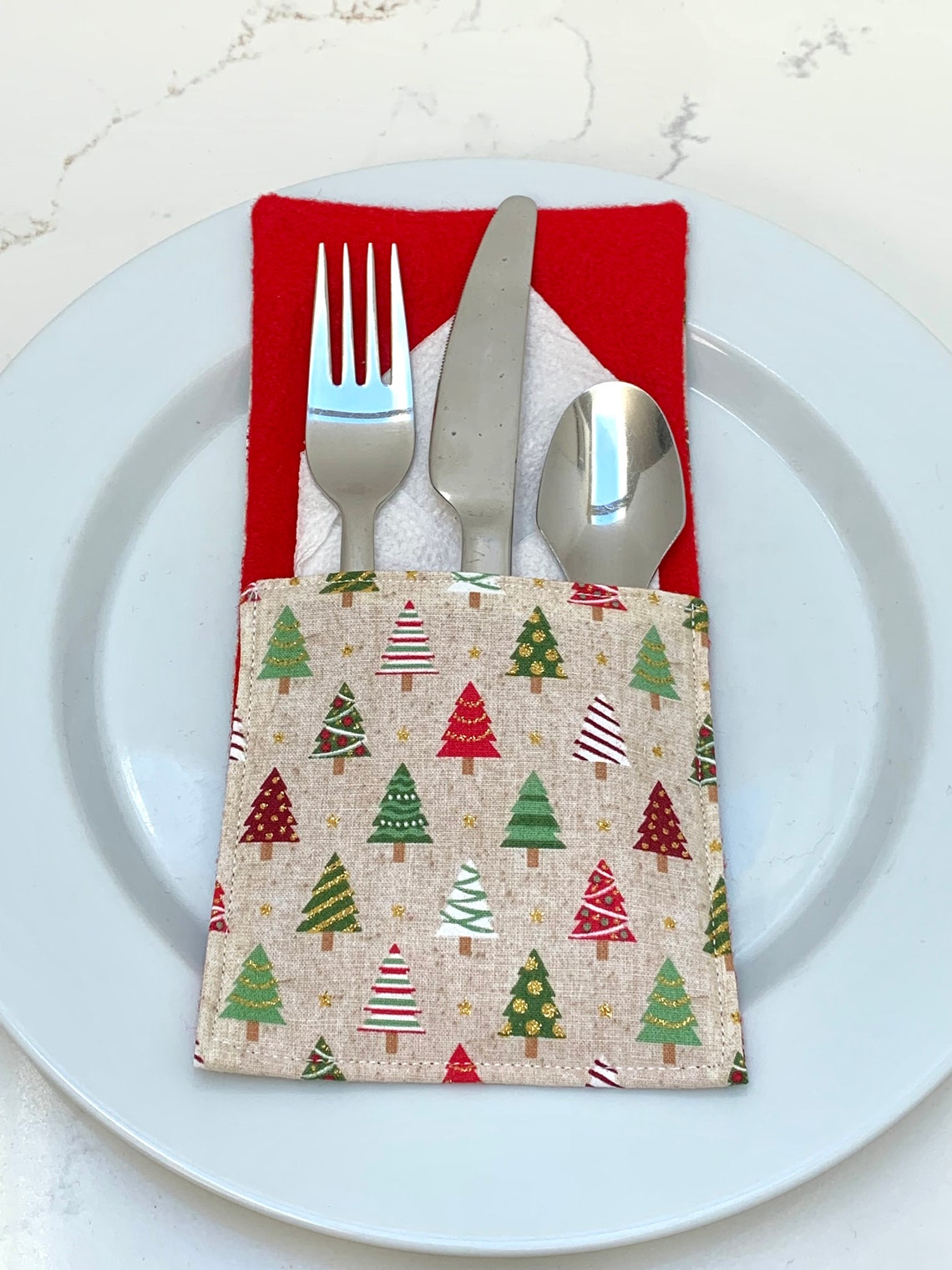 Christmas Cutlery Holder Silverware Pouch Utensil Holder Etsy