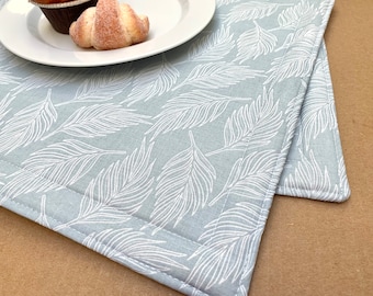 Fabric Placemats, Gray, Ferns, Garden, Nature, Kitchen Linens, Dinner Placemats, Table Place Mats, Set of 4, Set of 2, Housewarming Gift