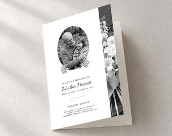 Elegant Funeral Program Template: Celebration of Life in Canva, Memorial Template, Instant Download
