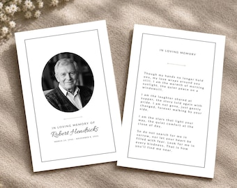 Elegant Funeral Prayer Card Template: Celebration of Life Card in Canva, In Loving Memory, Instant Download