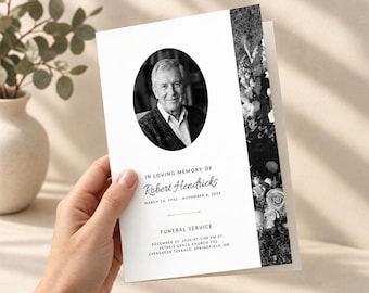Elegant Memorial Program Template: Celebration of Life in Canva, Funeral Template, Instant Download