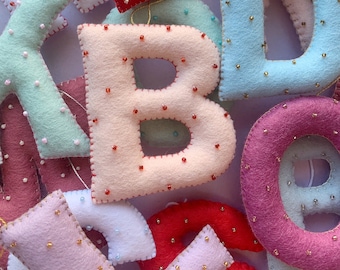 Handmade Beaded Felt Letter | Personalised Decoration | Christmas | Any Letter / Any Colour!!