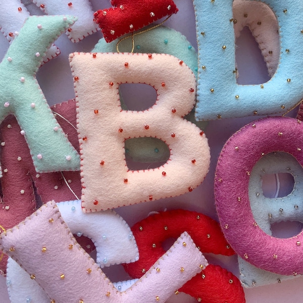 Handmade Beaded Felt Letter | Personalised Decoration | Christmas | Any Letter / Any Colour!!