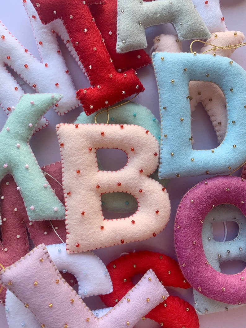 Handmade Beaded Felt Letter Personalised Decoration Etsy Australia