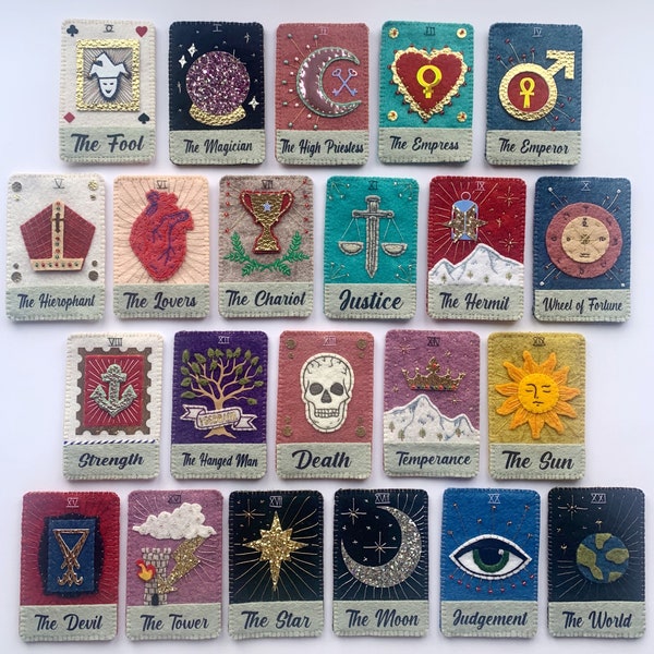 Handmade Tarot Card Ornaments | Halloween Decor | Tarot Cards | Hand Embellished & Beaded