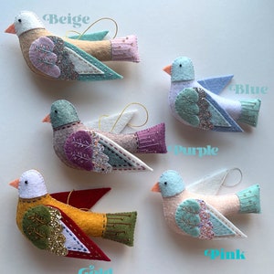 Handmade Embellished Bird Christmas Tree Ornament Mmmcrafts design FREE Personalisation Traditional Ornaments Twelve Days image 3