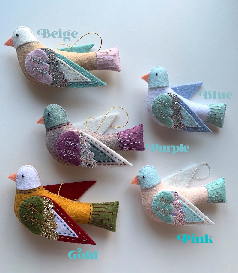 Handmade Embellished Bird Christmas Tree Ornament Mmmcrafts design FREE Personalisation Traditional Ornaments Twelve Days image 3