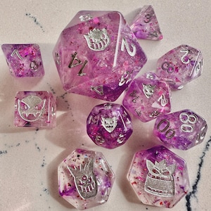 SHINY Gengar Pokemon Inspired PROTOTYPE Limited Polyset Dice Set D6 D20 RPG DnD Gaming Polyhedral Ghost Anime Art Eeveelutions Vaporeon