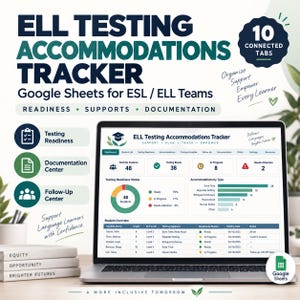 ELL Testing Accommodations Tracker | ESL Teacher Google Sheets | Assessment Readiness Dashboard