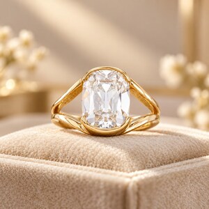 2 Carat Moissanite Cushion Cut Ring-Engagement & Wedding Ring For Her-14K Gold Split Band Ring-Sterling Silver Stackable Ring-Gift For Wife