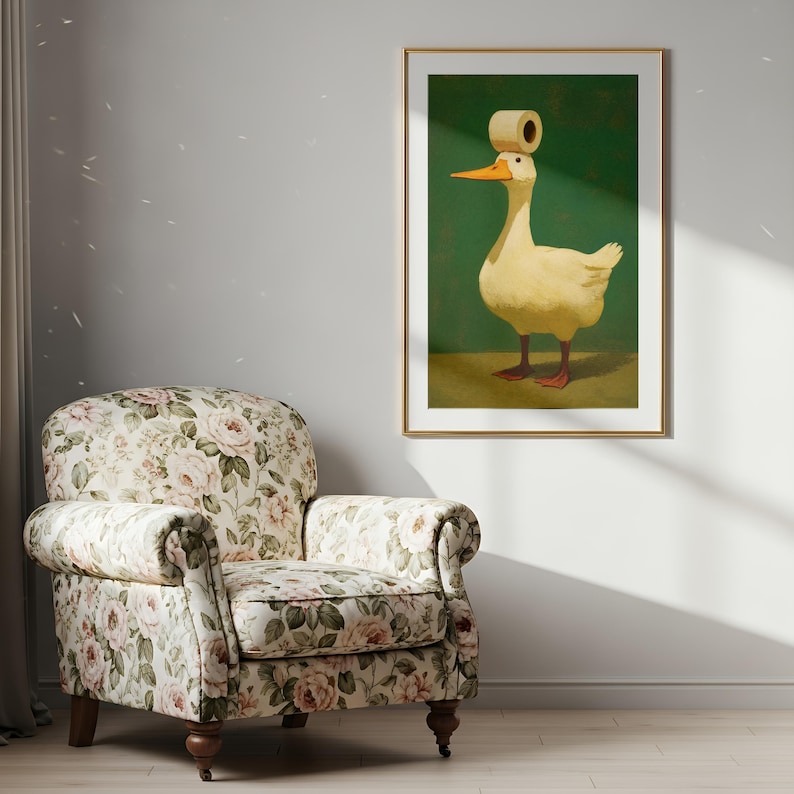 Funny Duck Poster Quirky Bathroom Art Whimsical Decor Toilet Paper ...