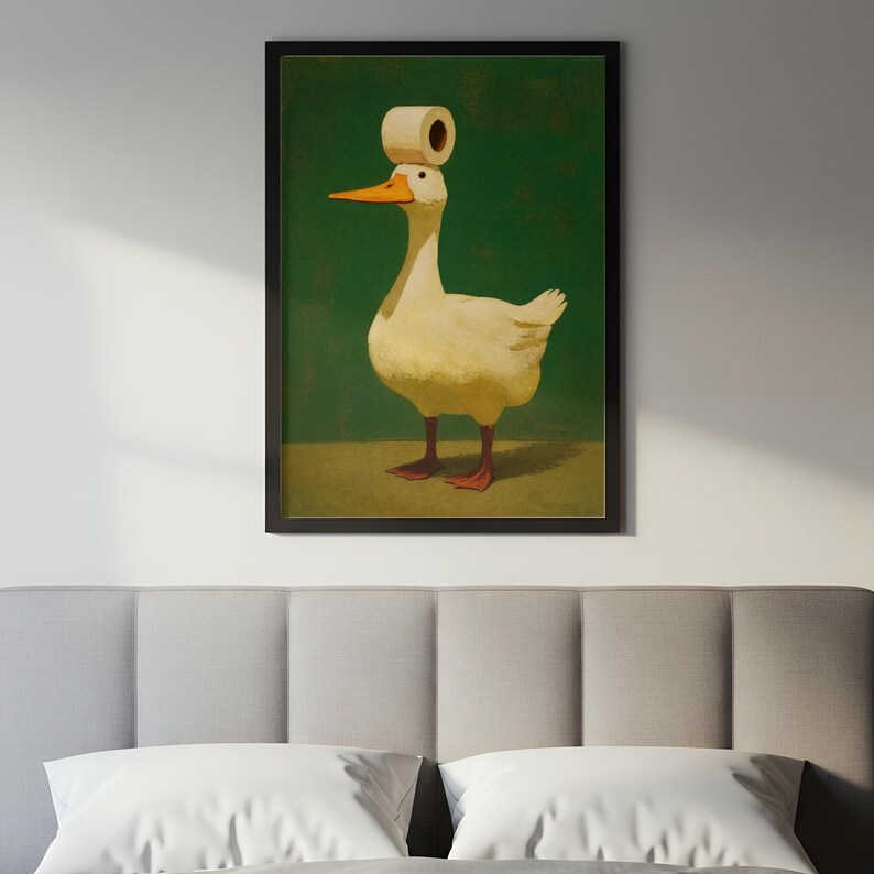 Funny Duck Poster Quirky Bathroom Art Whimsical Decor Toilet Paper ...