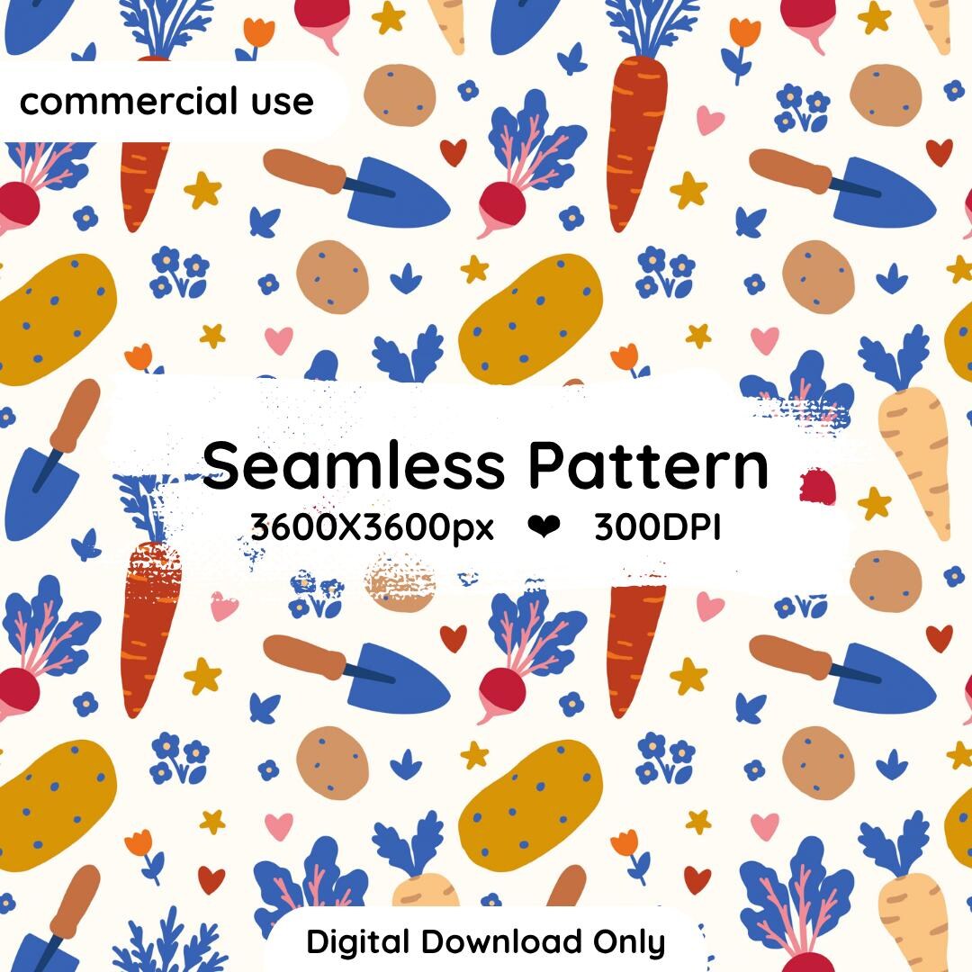 Material Back Root Hand Drawn Root Vegetable Pattern Gardening Fabric Colorful Digital ...