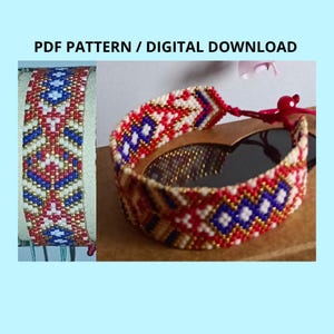 SCHEMA PDF. Bracciale Alhambra con motivo a piastrelle spagnole scintillanti, schema geometrico peyote miyuki · schema di lavorazione a perline per bracciale rigido premium a conteggio dispari · Tutorial PDF