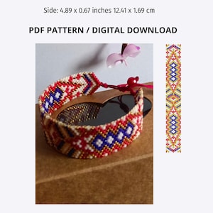 PDF PATTERN. Alhambra sparkle spanish tile bracelet, geometric miyuki peyote pattern · premium odd count cuff beadwork  chart · Tutorial PDF