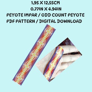 Patron Miyuki PDF pulsera destello Inca, esquema peyote impar con disminucion en triangulo brazalete tribal, grafico cuentas digital