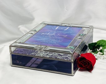 Bat mitzvah  Invitation 5"X7" Keepsake Box in stained glass